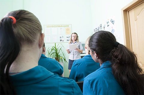 Classroom in the Novooskolsk colony for minor girls