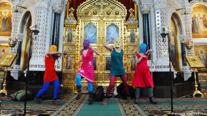 Members of Pussy Riot in the Cathedral of Christ the Savior